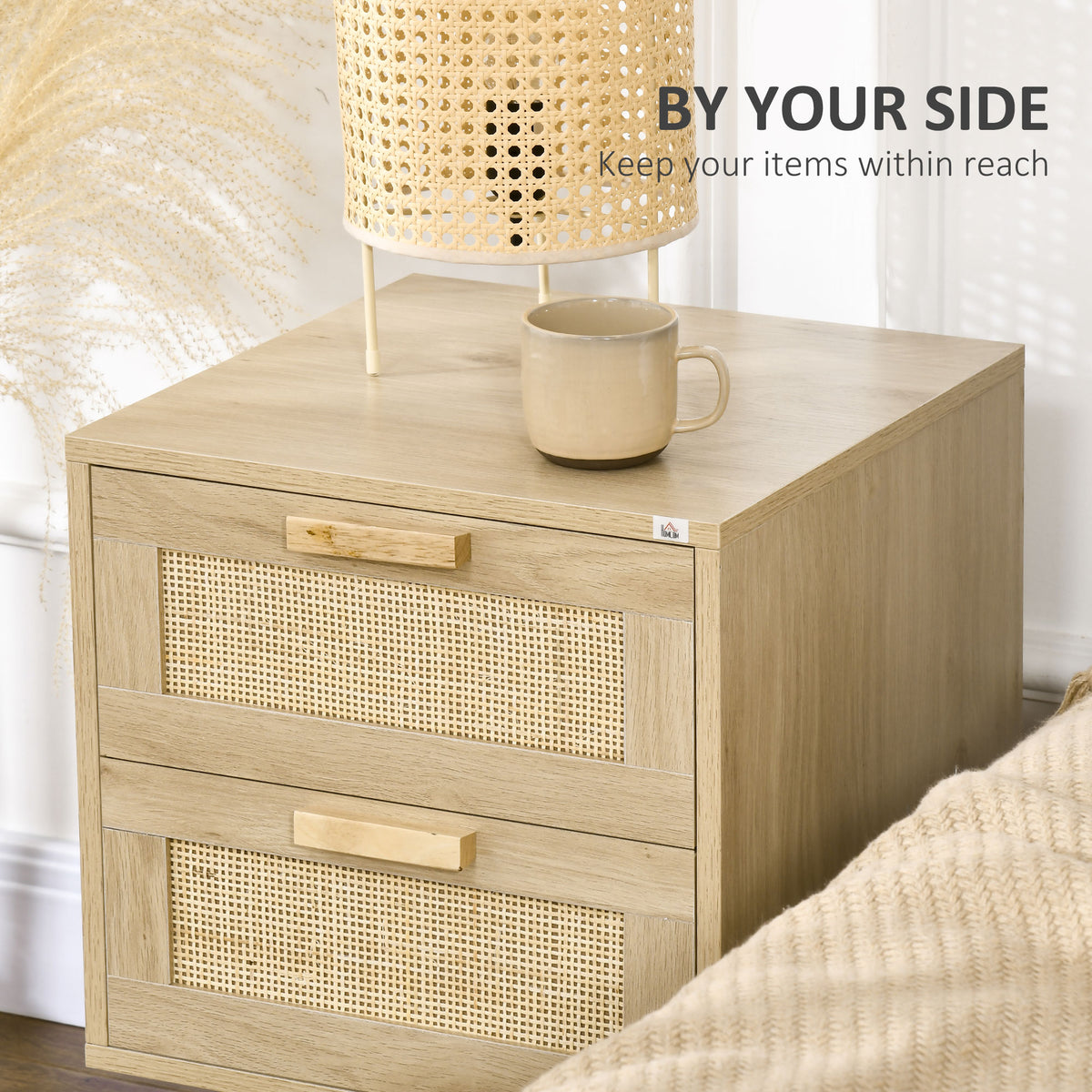 Nightstand Set Boho Design 2 Drawers Set
