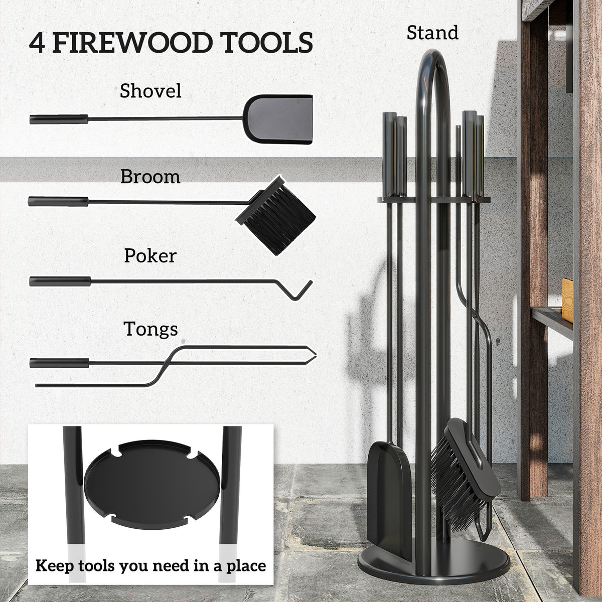 Fireplace Tools Set for Hearth — Set of 5