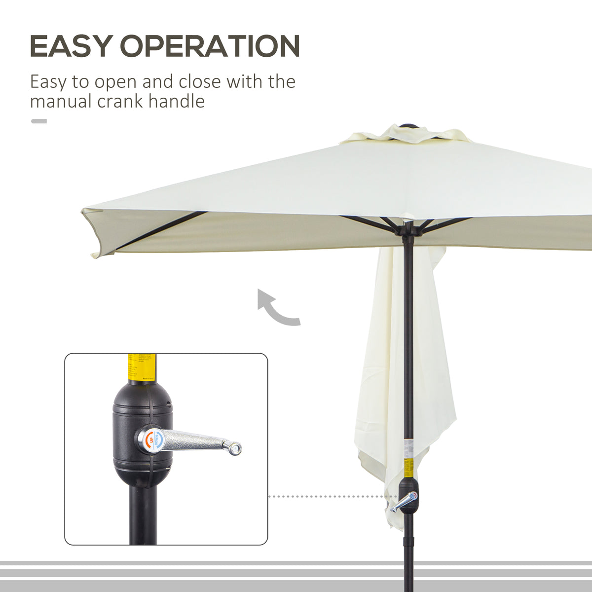 8 ft Half-Round Balcony Patio Umbrella with Crank
