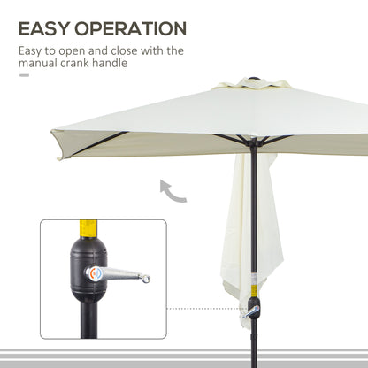 8 ft Half-Round Balcony Patio Umbrella with Crank