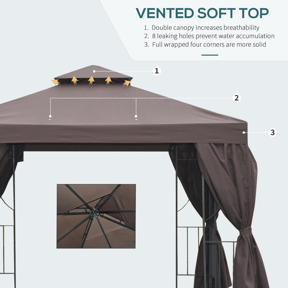 Patio Gazebo Double-Tier Roof 10 x 10 ft