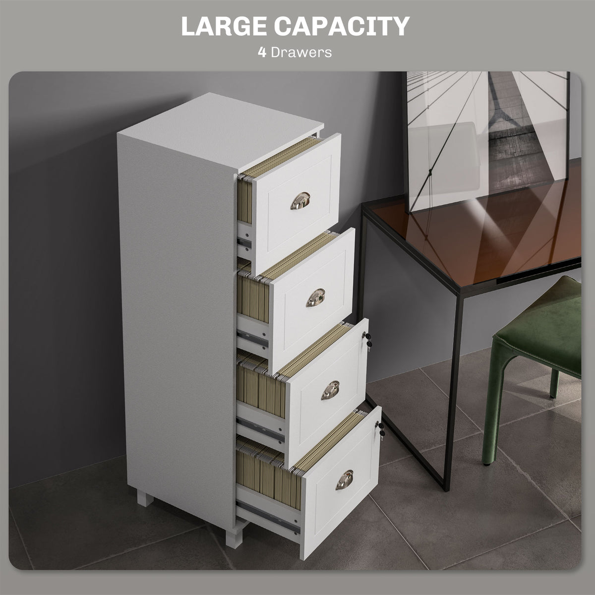 4-drawer office file cabinet with lock