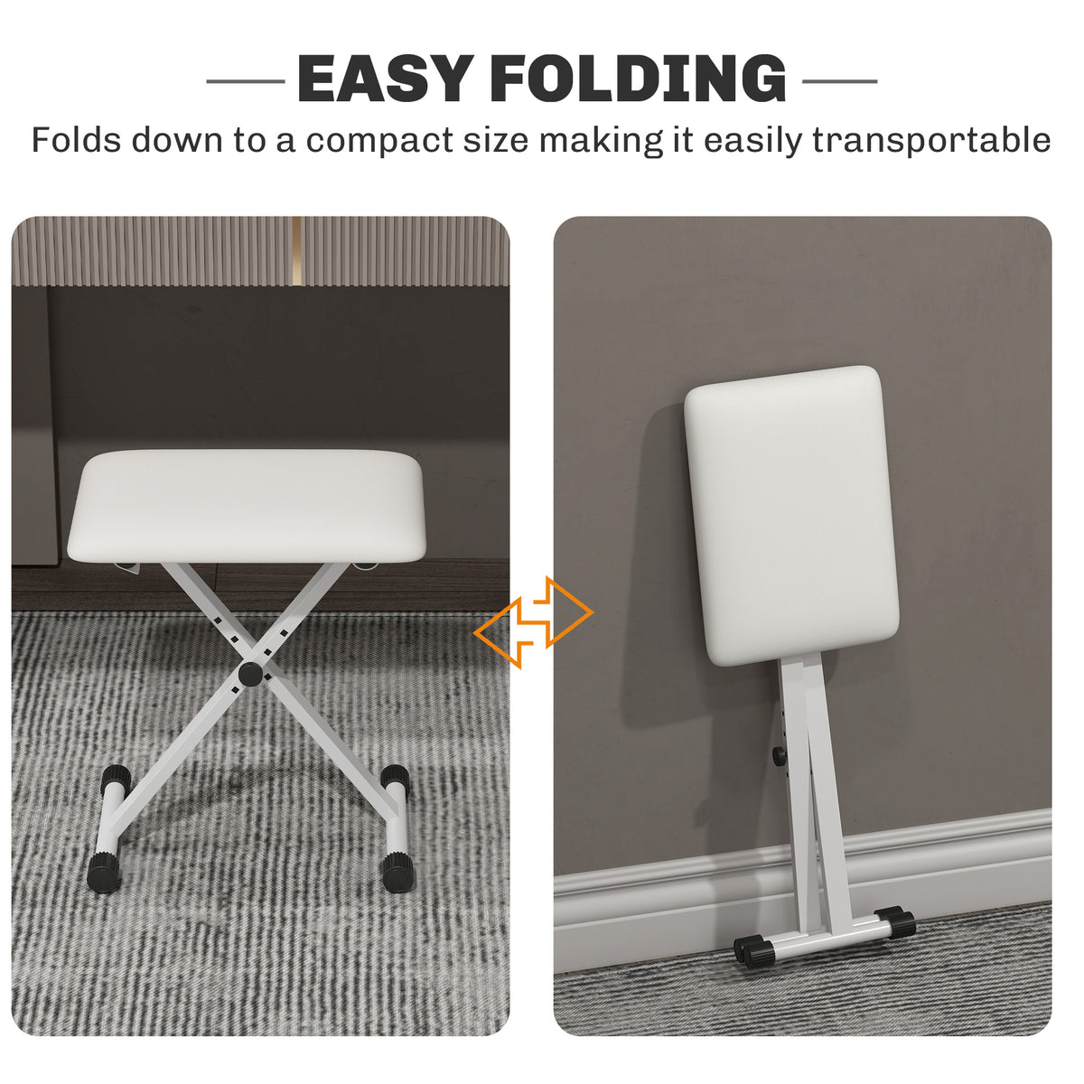 Adjustable Folding Piano Bench Padded Seat