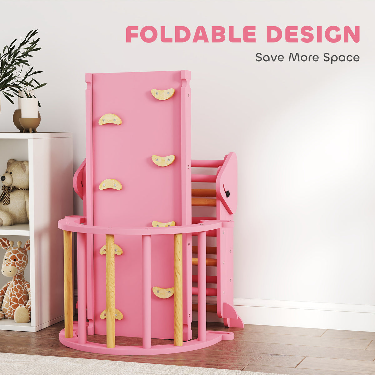 7-in-1 Foldable Wooden Pikler Triangle Set