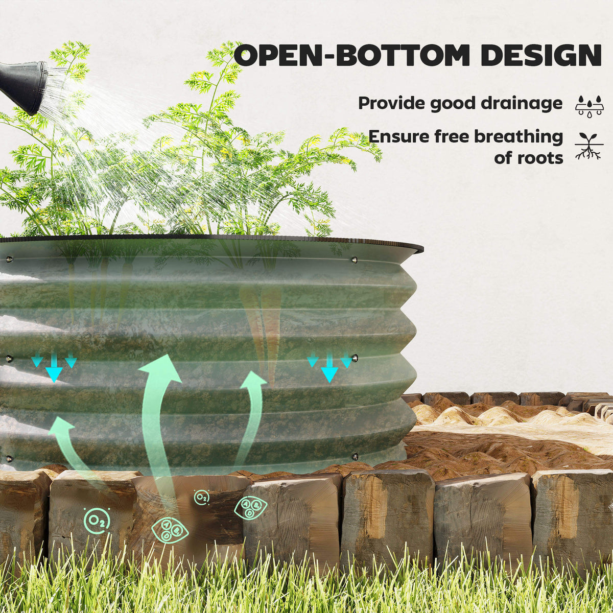 Set of 2 Raised Garden Beds Galvanised Steel Safety