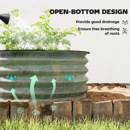Set of 2 Raised Garden Beds Galvanised Steel Safety