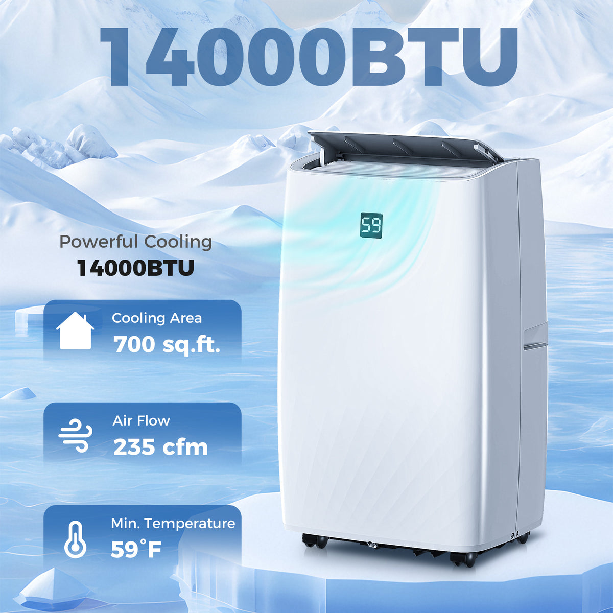 Portable Air Conditioner 14,000 BTU 5-in-1