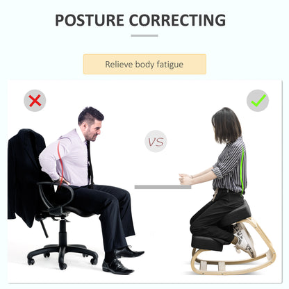 Ergonomic wooden kneeling chair for posture