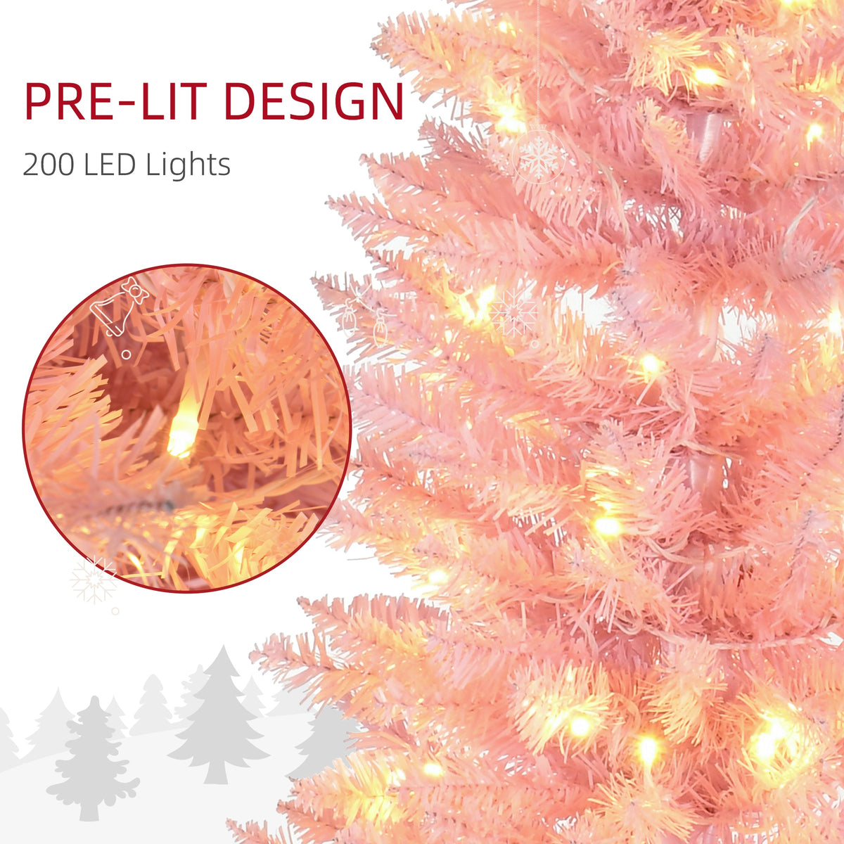 Pre-Lit Slim Pencil Artificial Christmas Tree 6 ft