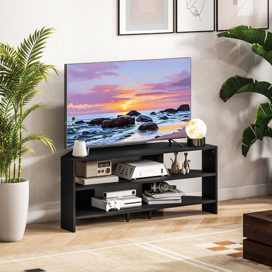 Mueble de TV esquinero con 2 estantes abiertos