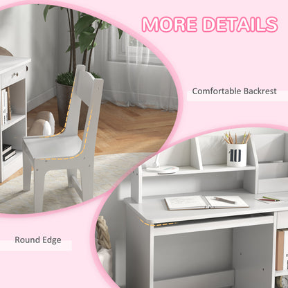 Kids Study Desk and Chair Set with Storage — Set of 2