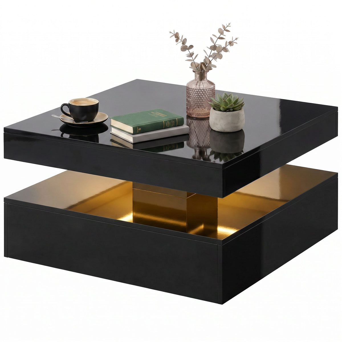 2-Tier LED Coffee Table High Gloss