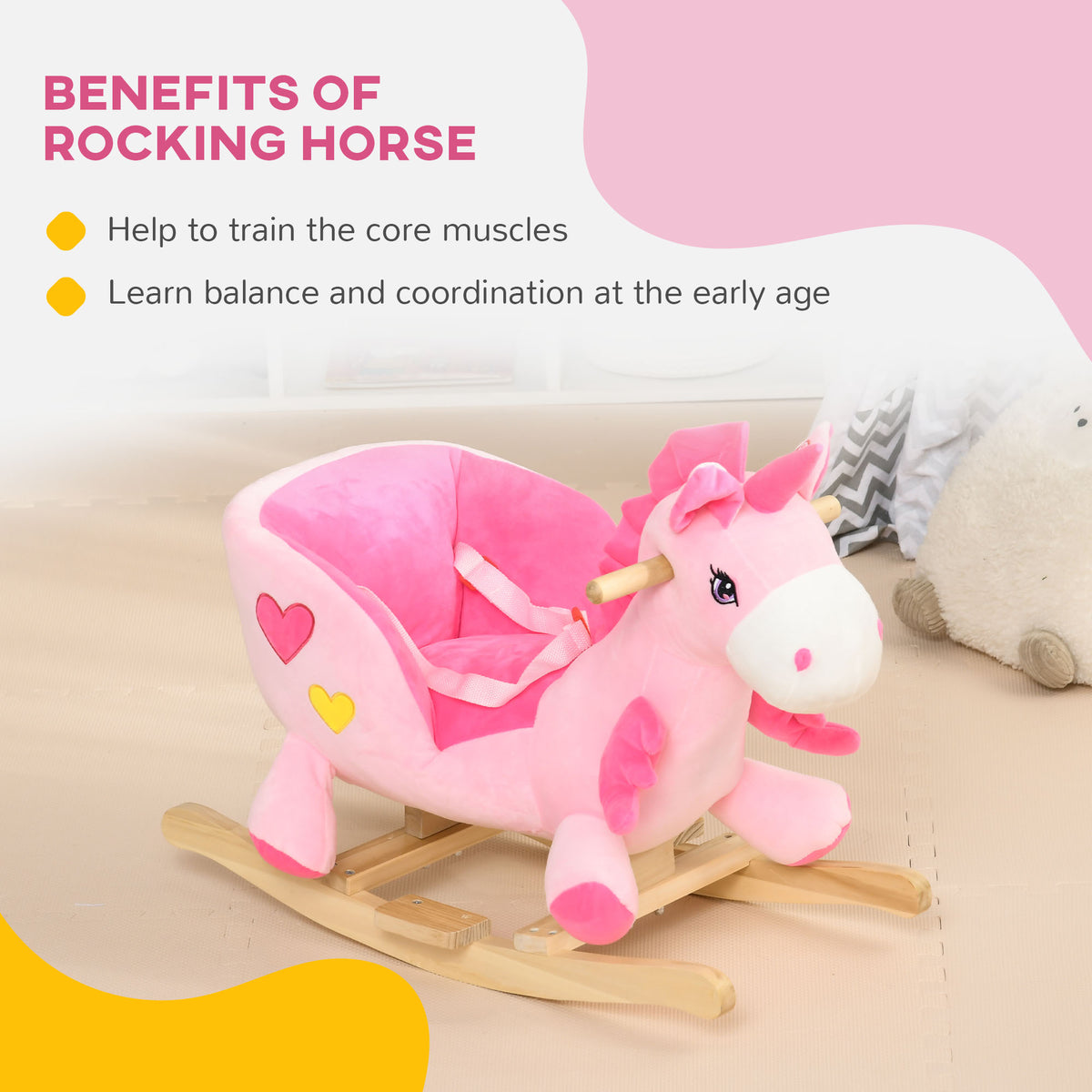 Plush musical unicorn rocking horse