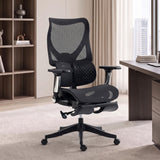 Silla de oficina ergonómica de malla con reposapiés