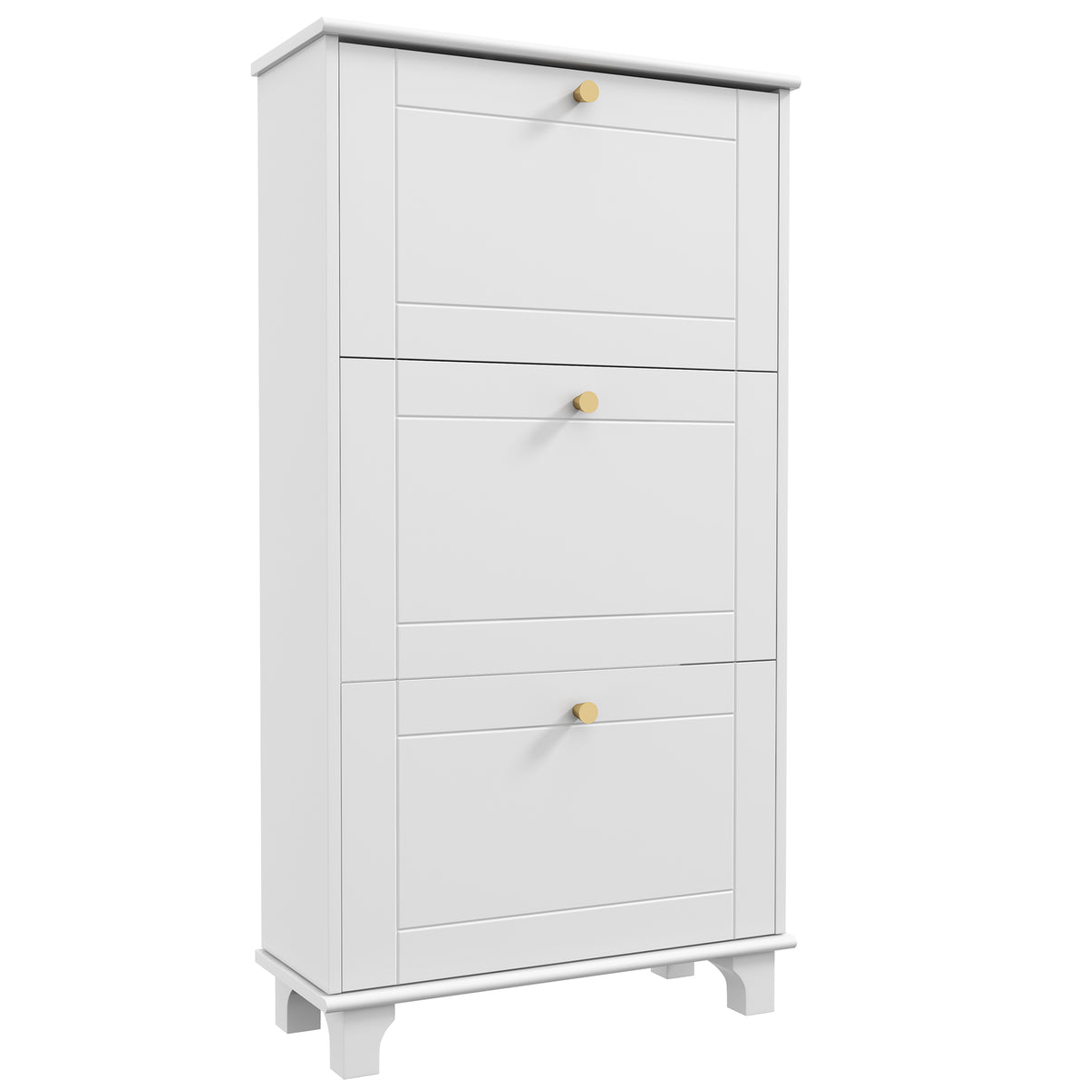 Narrow Shoe Storage Cabinet with 3 Flip Drawers
