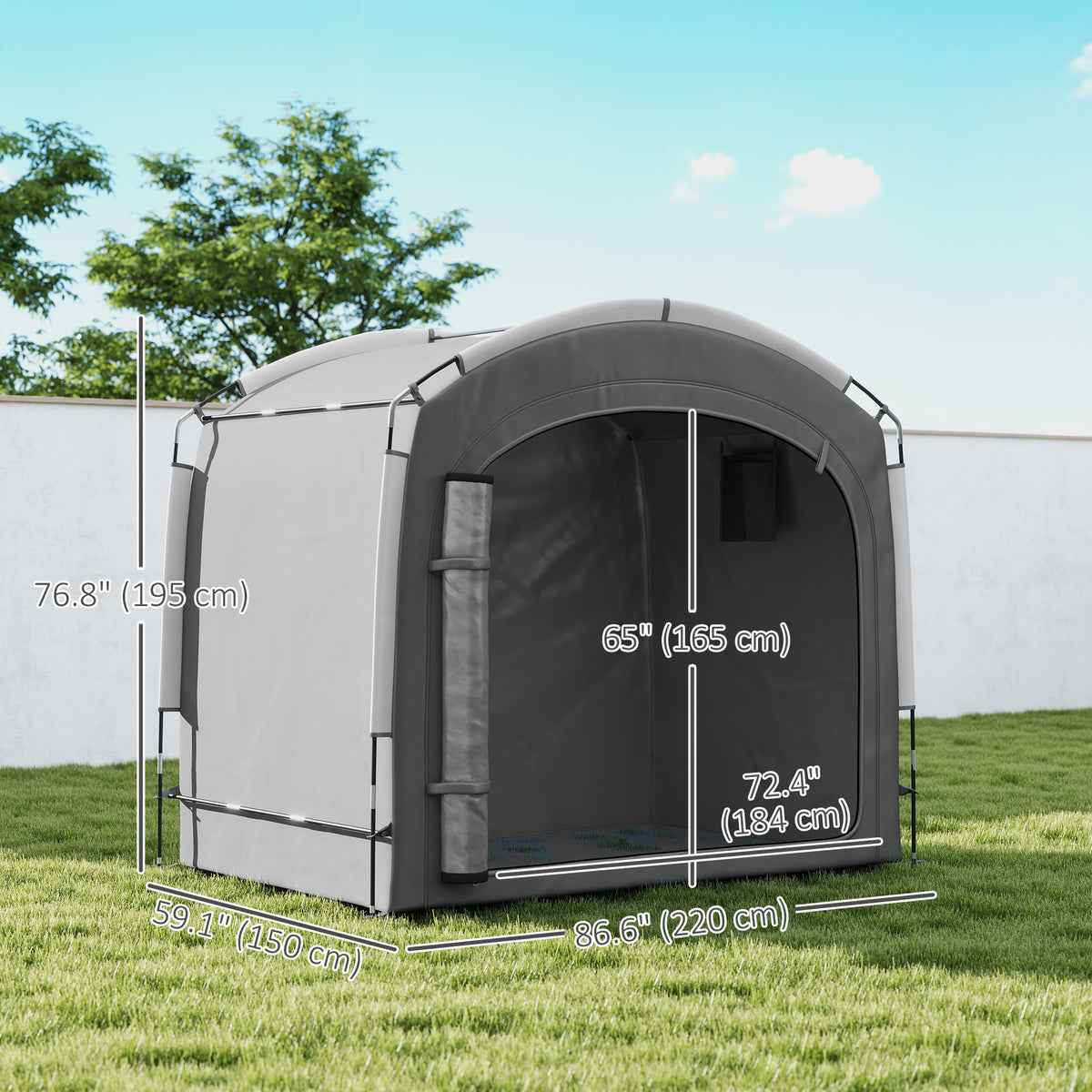 Portable Waterproof Bike Storage Shed 210D — Dark Grey