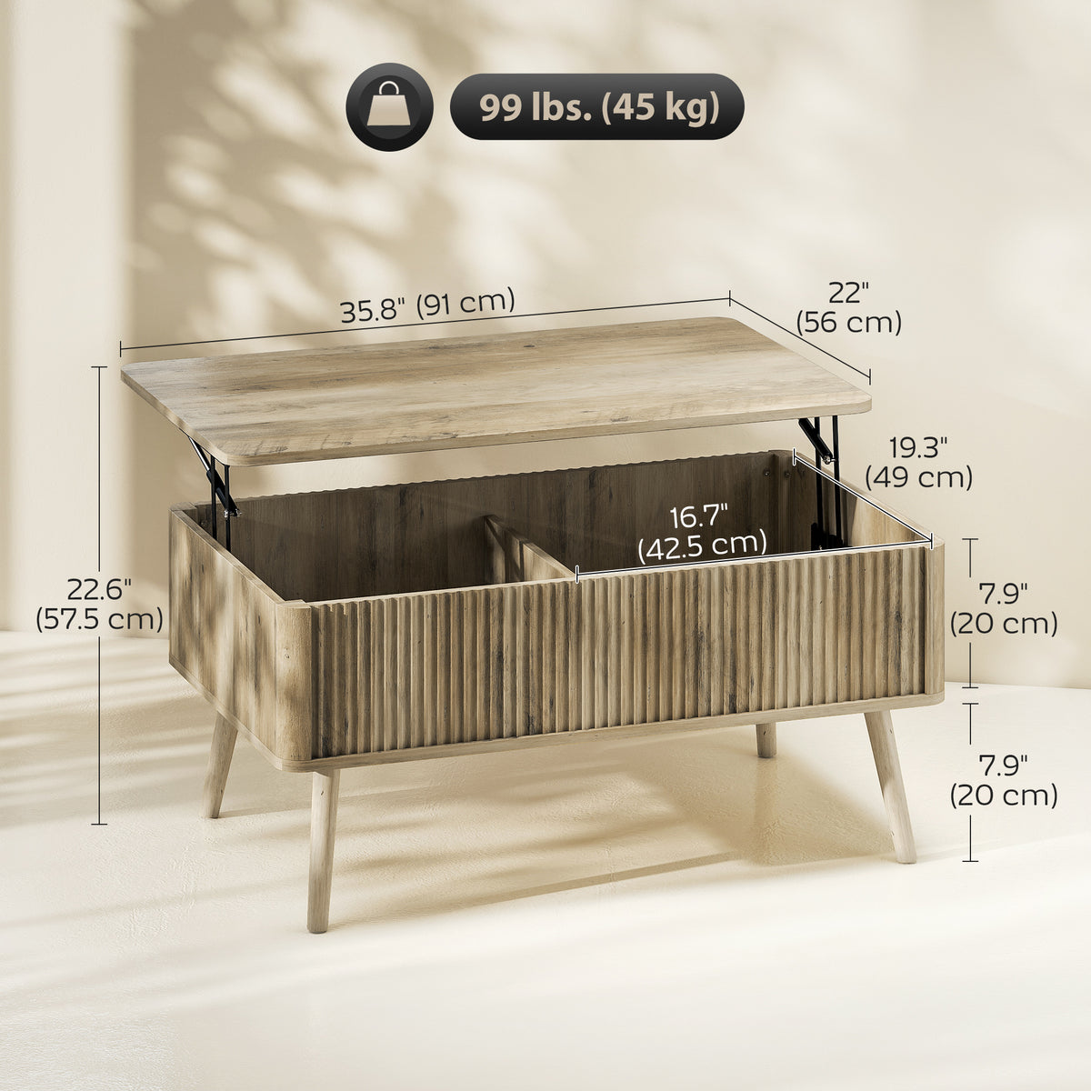 Lift top coffee table with storage