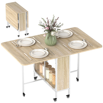 Mesa de comedor plegable extensible con tablero y ruedas