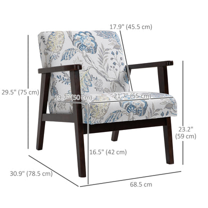 Accent Chair Mid-Century Modern Retro Fabric with Armrests