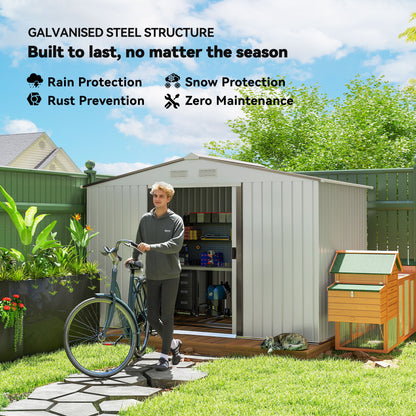 Metal Garden Storage Shed 9.1'x6.4' with Foundation Kit