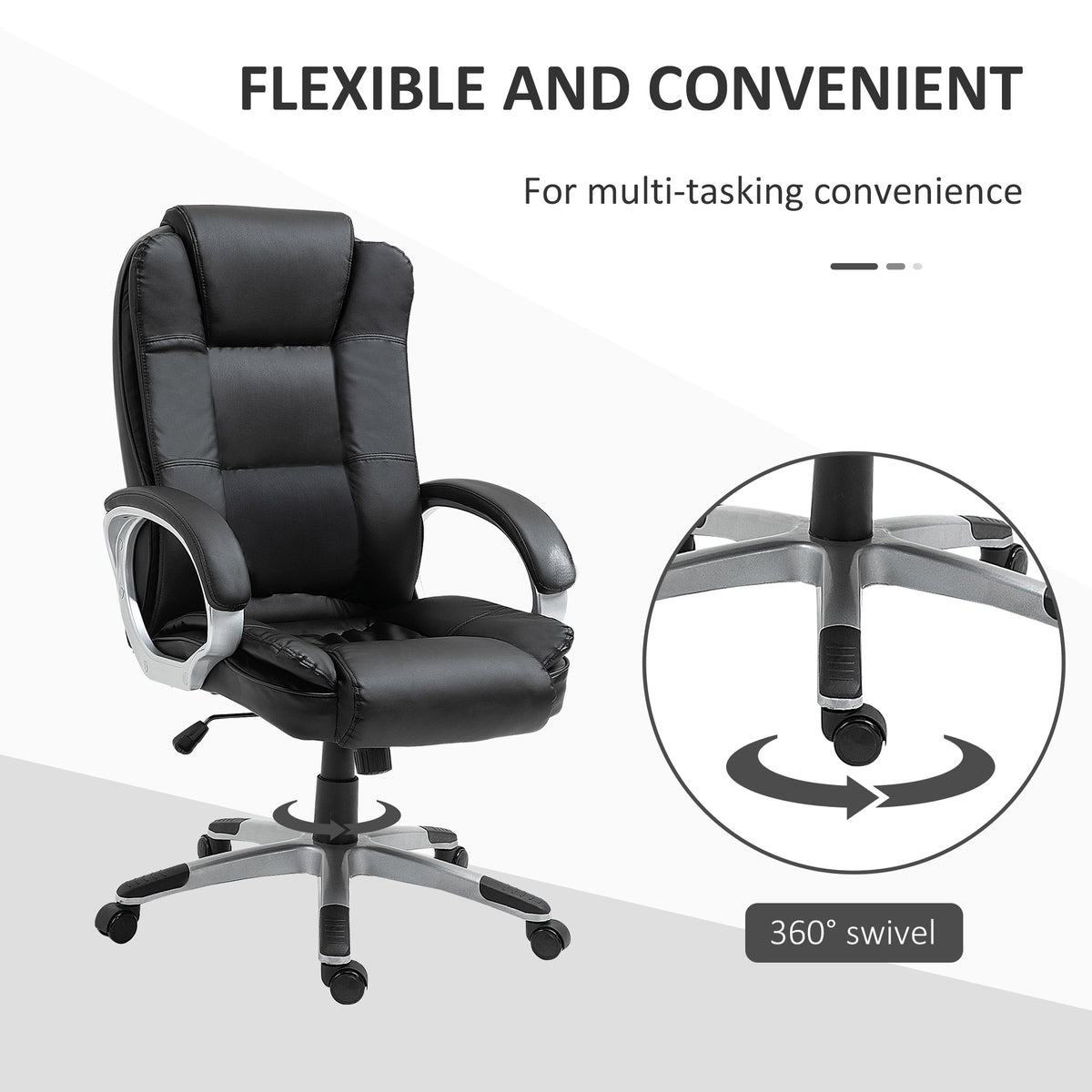 Silla de oficina ejecutiva giratoria de cuero sintético con respaldo alto
