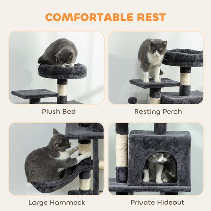 Árbol para gatos de varios niveles de 132 cm — gris