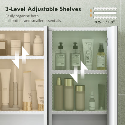 Three-Mirror Bathroom Medicine Storage Cabinet