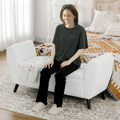 Modern Upholstered Storage Bench with Arms