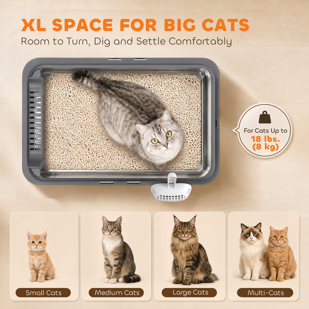 XL Stainless Steel Litter Box 2-Pack — grey