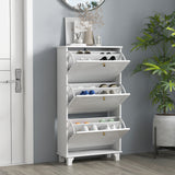 Narrow Shoe Storage Cabinet with 3 Flip Drawers