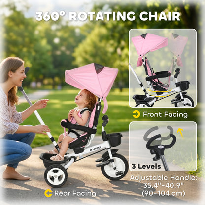 6-in-1 Evolving Toddler Tricycle with Canopy