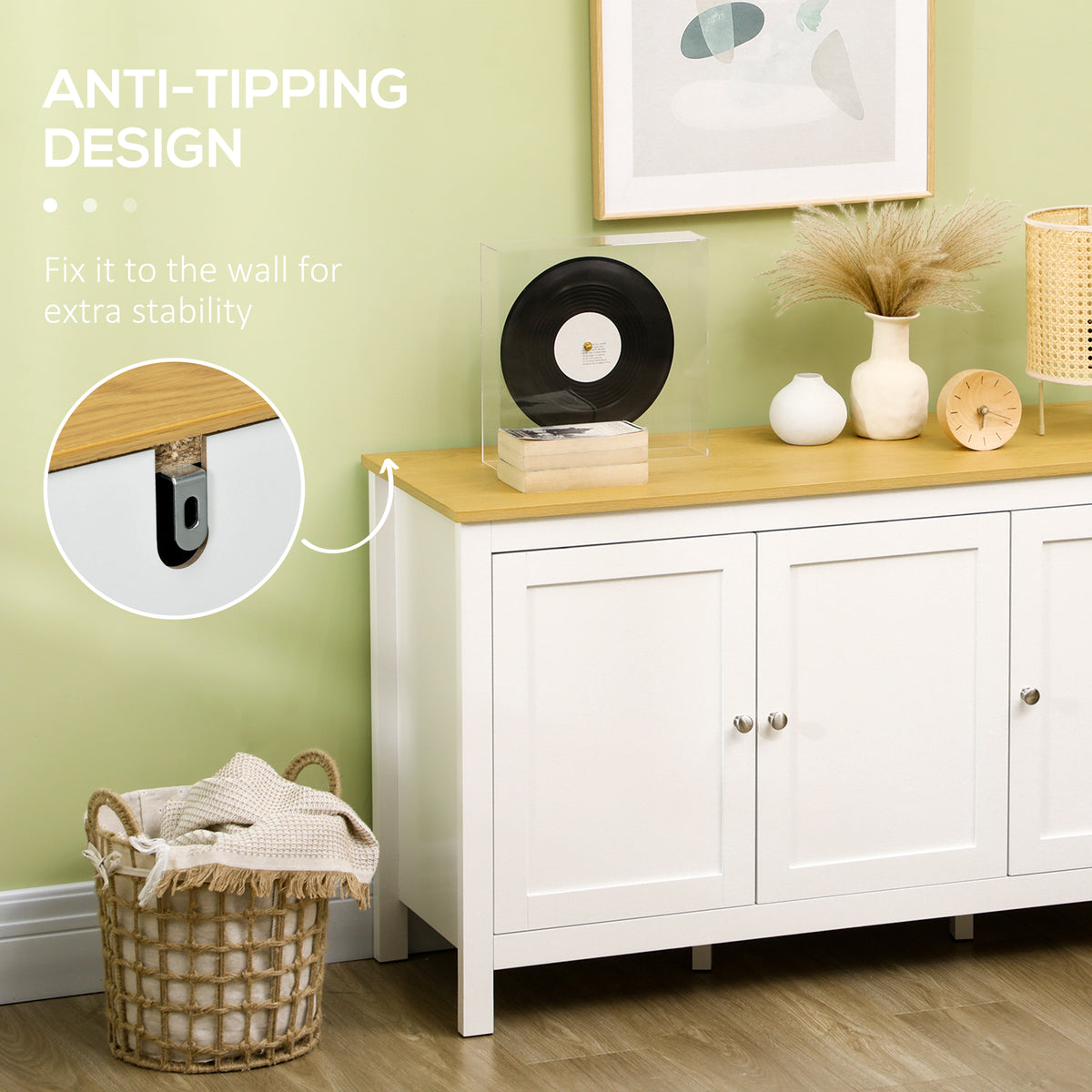 Sideboard buffet cabinet with doors and adjustable shelves