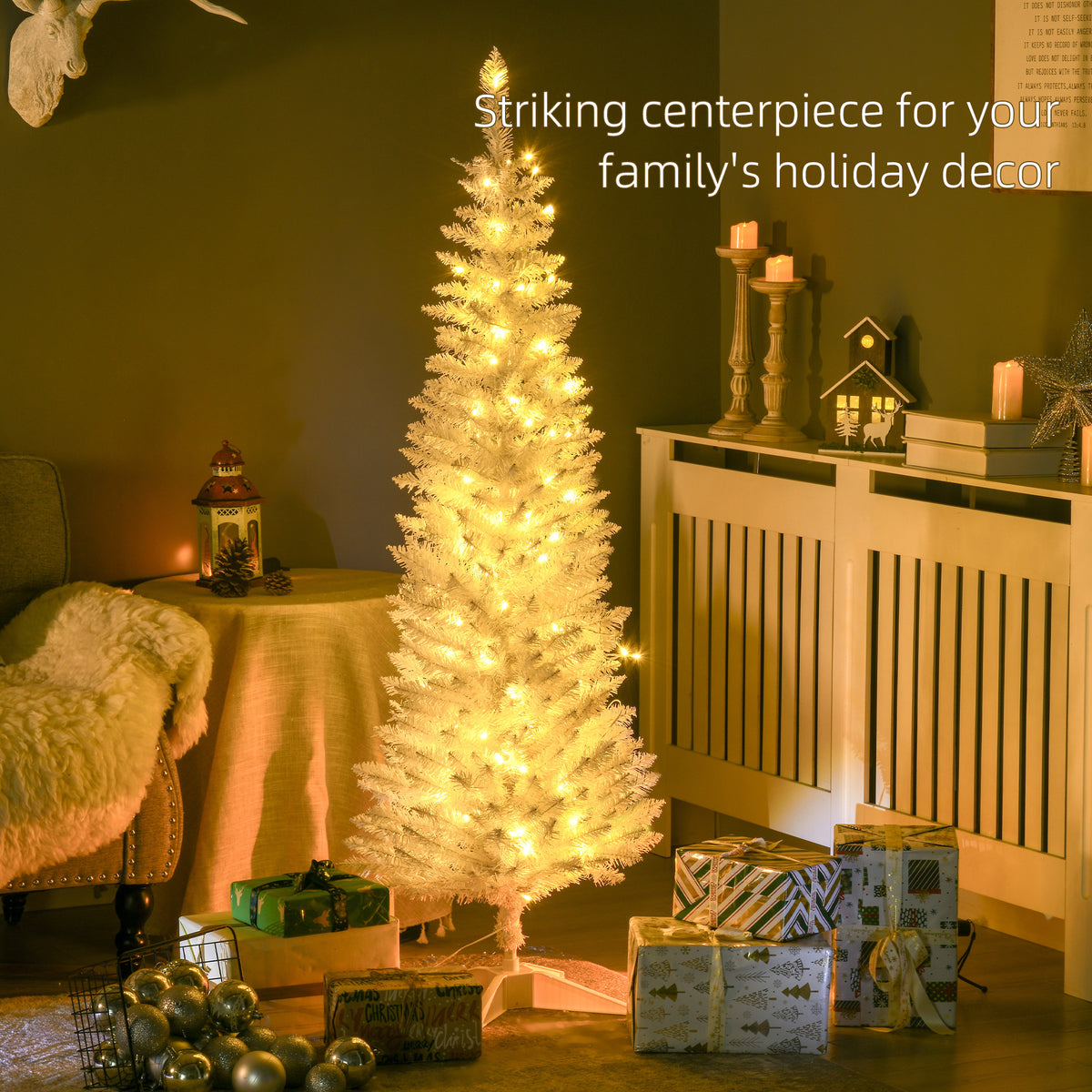 Pre-lit artificial slim pencil Christmas tree