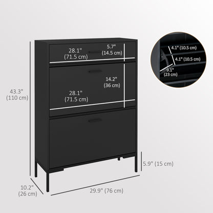 Modern shoe cabinet with two flip drawers