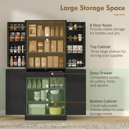 Farmhouse Kitchen Pantry Cabinet 72 in