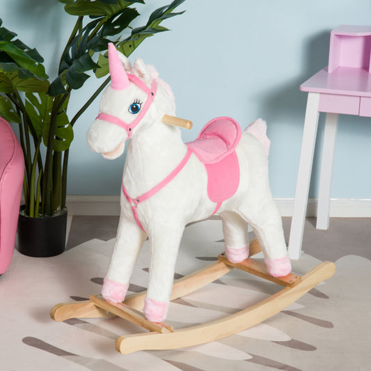Caballo mecedor de peluche con forma de unicornio