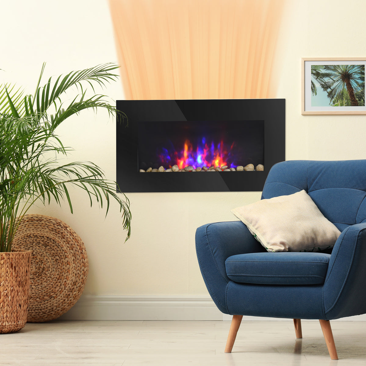 Wall-Mount Electric Fireplace LED 7-Color 28.5 in