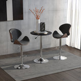 Round Bar Table Adjustable Height Faux Leather Top