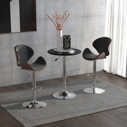 Round Bar Table Adjustable Height Faux Leather Top