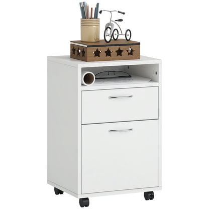 Compact Mobile File Cabinet with Shelf and Drawer