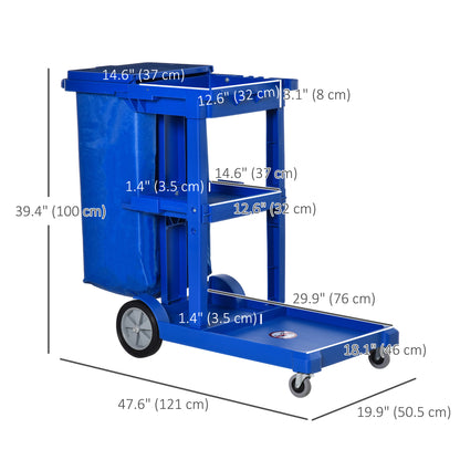 Janitorial Cart 3-Tier with Rubbish Bag