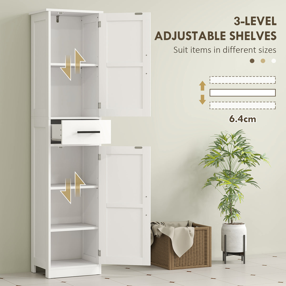 Tall Bathroom Cabinet Barn Doors Drawer Adjustable Shelves