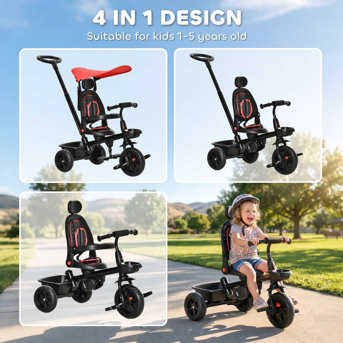 5-in-1 Growing Tricycle with Parent Handle