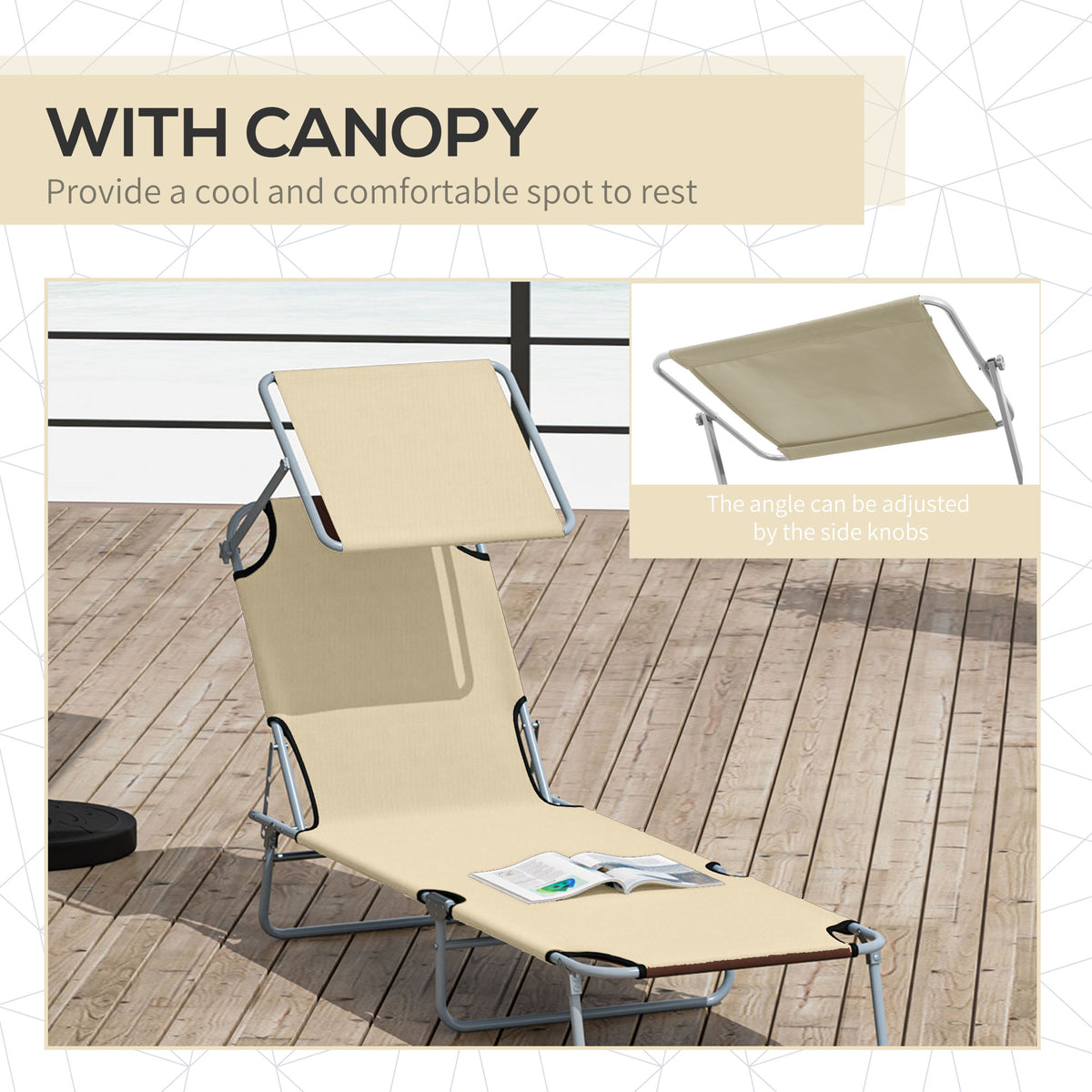 Folding Lounge Chair with Adjustable Sun Shade