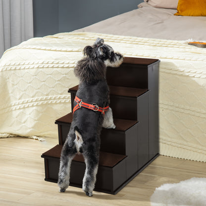 Escalera para perros de 4 niveles de madera MDF — café oscuro