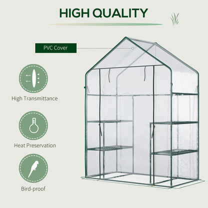 Walk-in Garden Greenhouse 4 Shelves Roll-Up Door