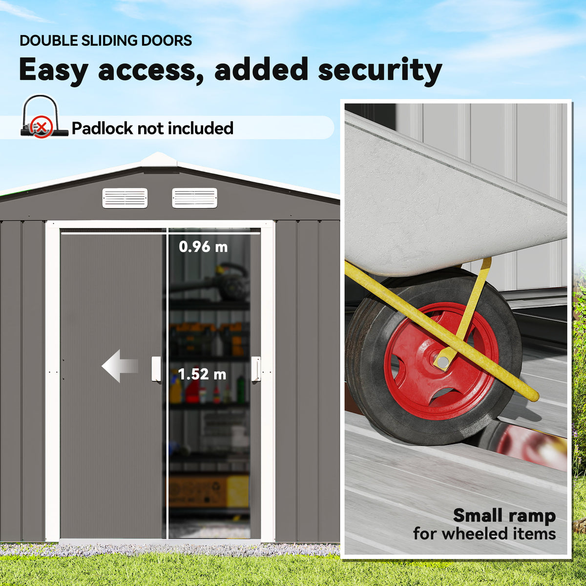 Metal Garden Storage Shed 9.1'x6.4' with Foundation Kit