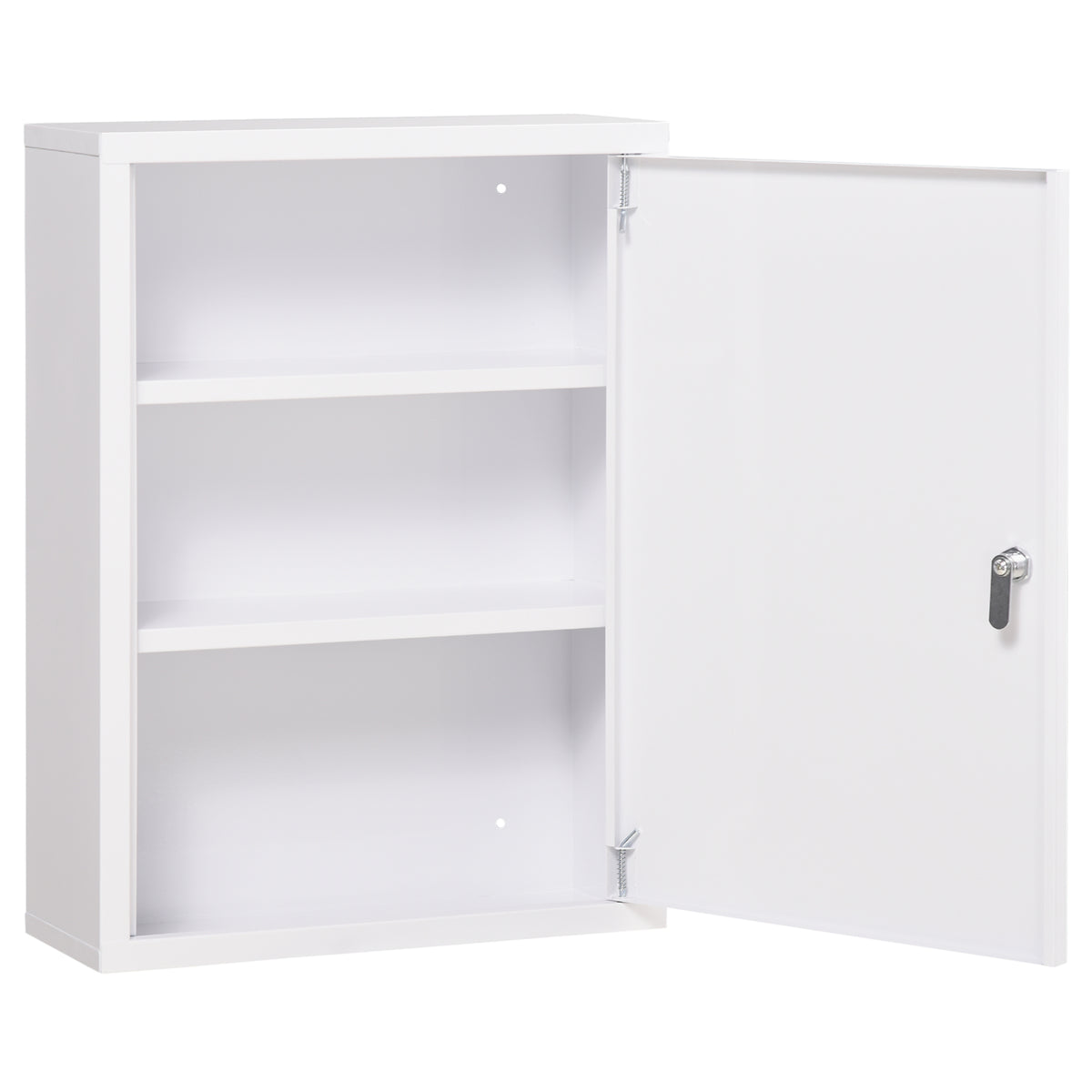 Lockable wall-mounted steel medicine cabinet