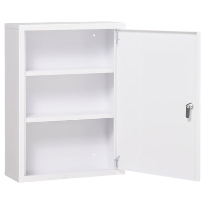Lockable wall-mounted steel medicine cabinet