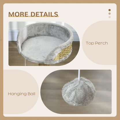 Cat Tree with Scratching Post Toy Ball Perch — Grey